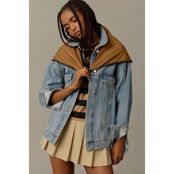 Anthropologie Maeve Bronze Black Puffer Triangle Scarf - Picture 3 of 3